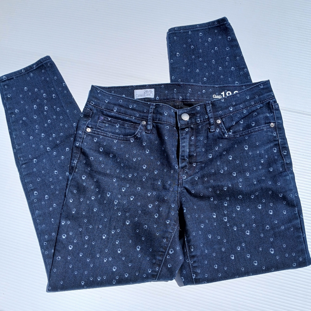 GAP Legging Jean Size 28 / 6 Rain Drop Polka Dot Print Skinny Jeans Jeggings